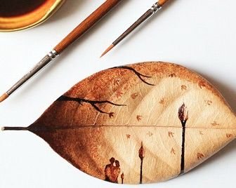 Кофейная живопись на листьях